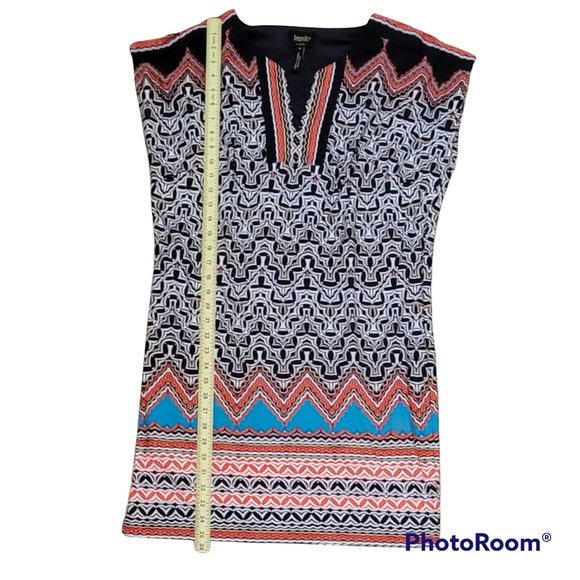 Laundry By Shelli Segal Navy Blue White Orange Print Shift Dress Size M - Picture 6 of 11